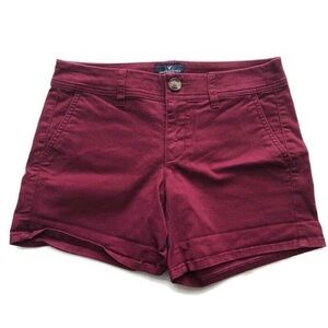 American Eagle Womens Shorts Size 0 Stretch Midi Shorts Low Rise Shorts Maroon